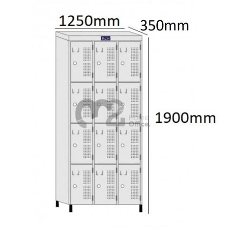 Roupeiro Para Vestiário RGRSP-12 E 35cm Sobreposto com 12 Portas  - com PITÃO - RCH